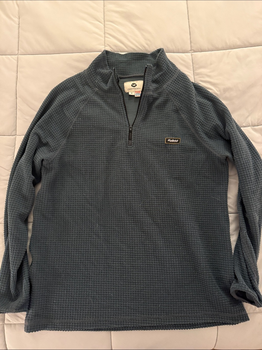 Fayettechill Blue Waffle-Knit Quarter-Zip Shirt Jacket